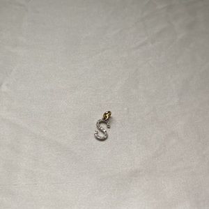 14k gold and diamond S charm